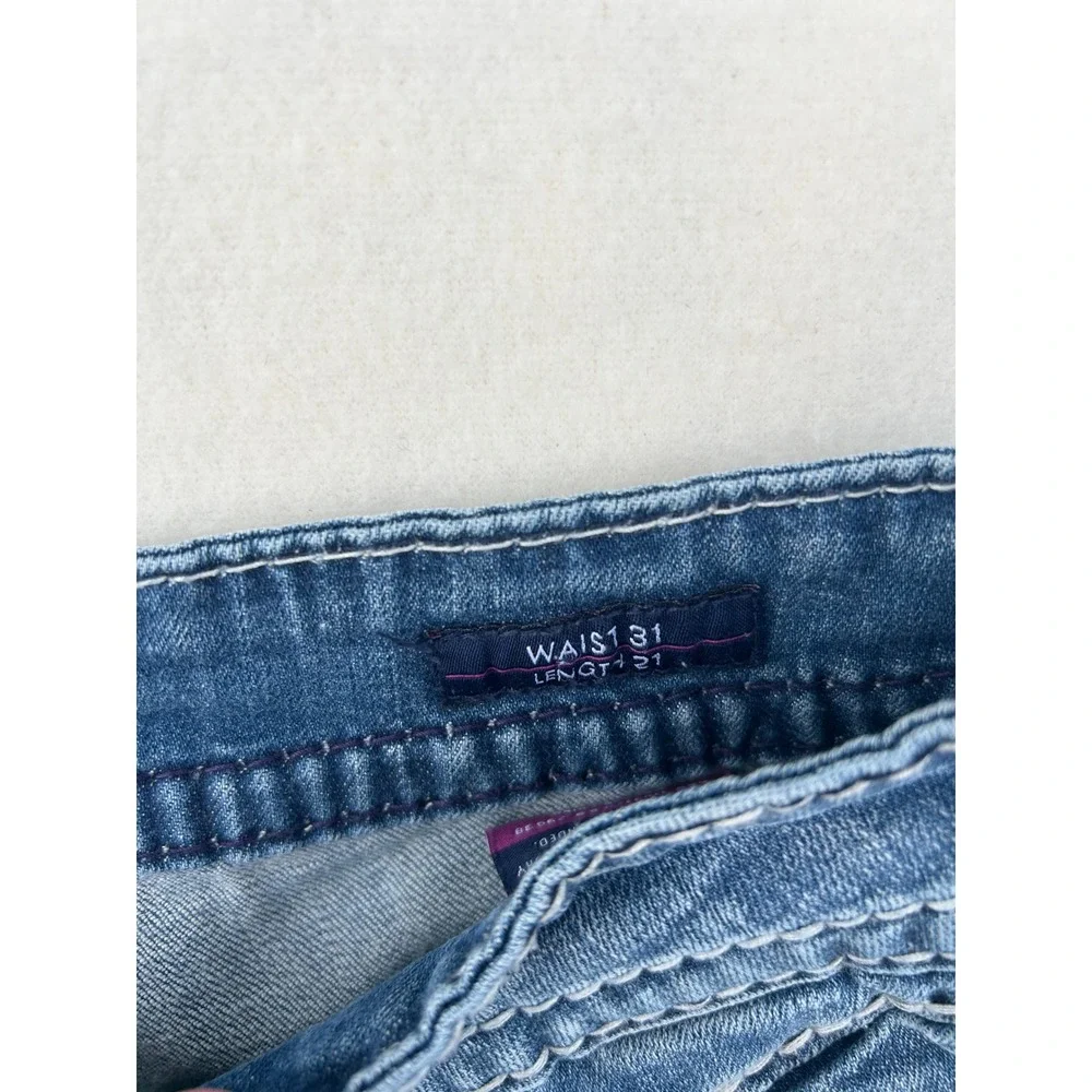 Vigoss The New‎ York Capri Jeans 31 Medium Wash Thick Stitch Rhinestone Cropped